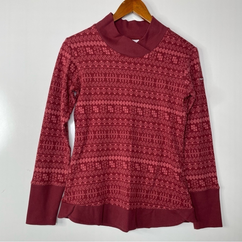 Columbia Holly Peak Jaquard Mock Neck Long Sleeve‎ Top Medium